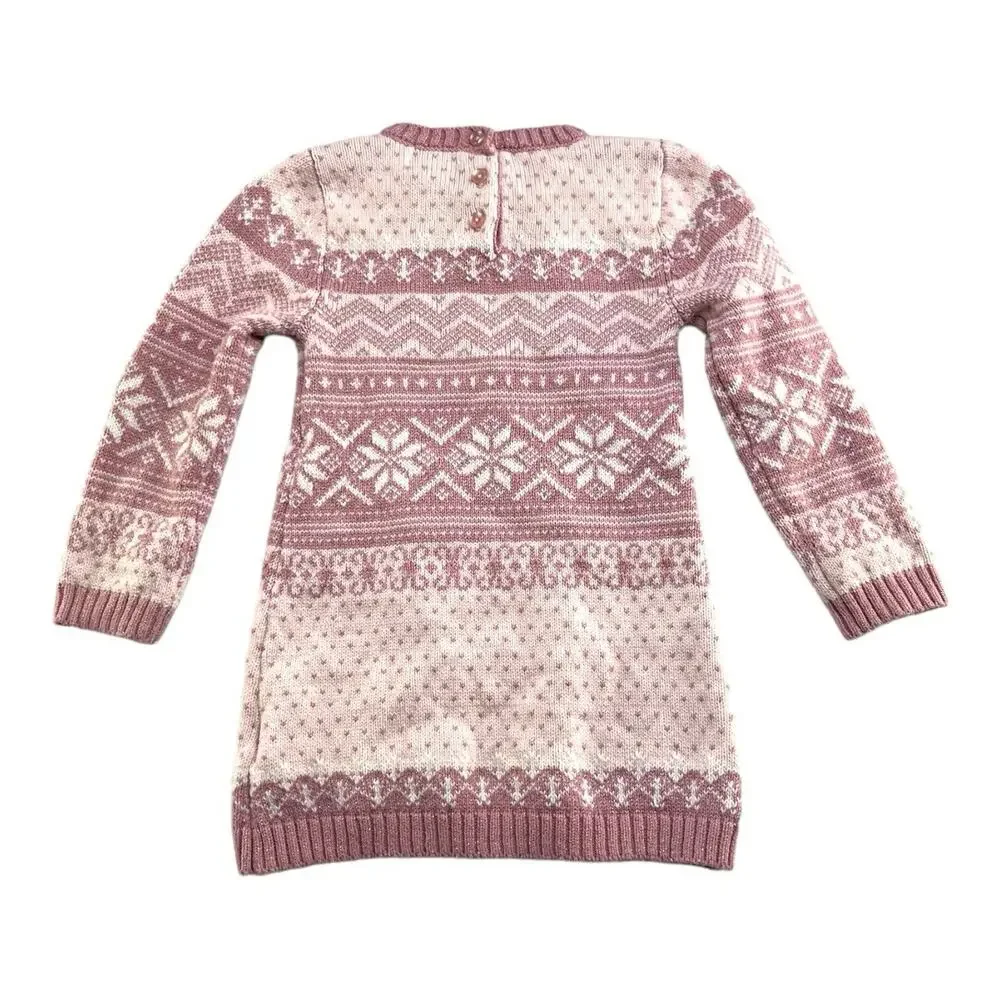 Adrienne Vittadini Bambini Sweater Dress Pink White‎ Toddler Sz 24 Months EUC
